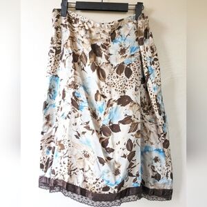 NEIMAN MARCUS 100% Silk Y2K Slip Skirt, Size 16, Floral & Animal Print